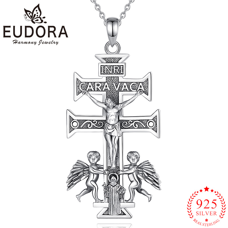 925 Sterling Silver Chain Necklace Men - Eudora 925 ayar gümüş Caravaca çapraz