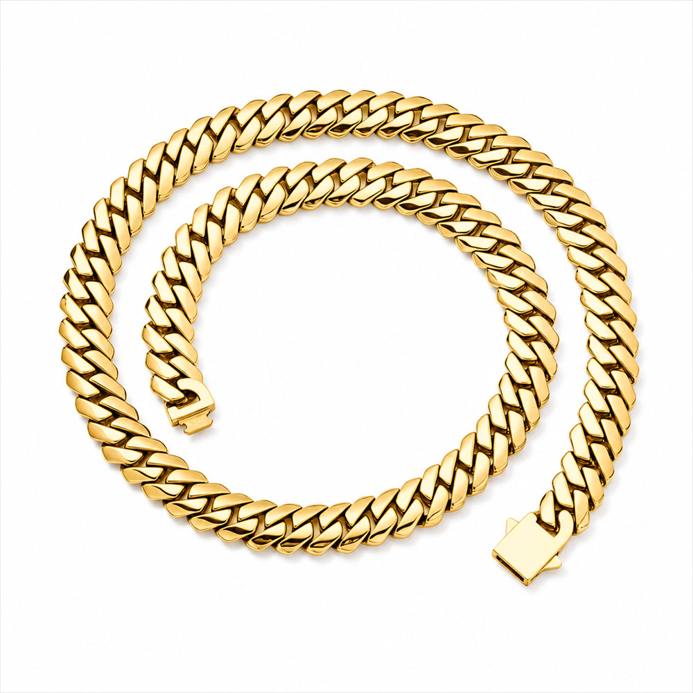 Cuban Link Chain 12Mm - ESKEEM Yüksek Parlaklıkta Paslanmaz Çelik Miami