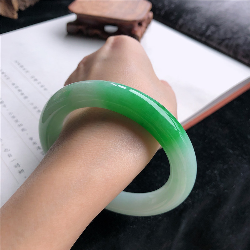 Bracelets - Doğal Birman Yeşim Bileklik, Buz Gibi