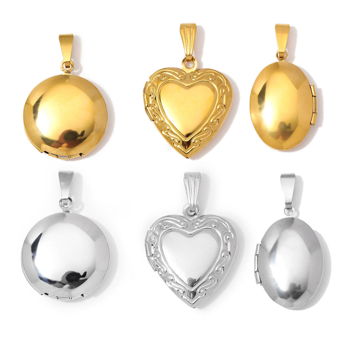 Heart Locket Necklace Photo - 3 adet/paket, toptan satış, paslanmaz çelik,
