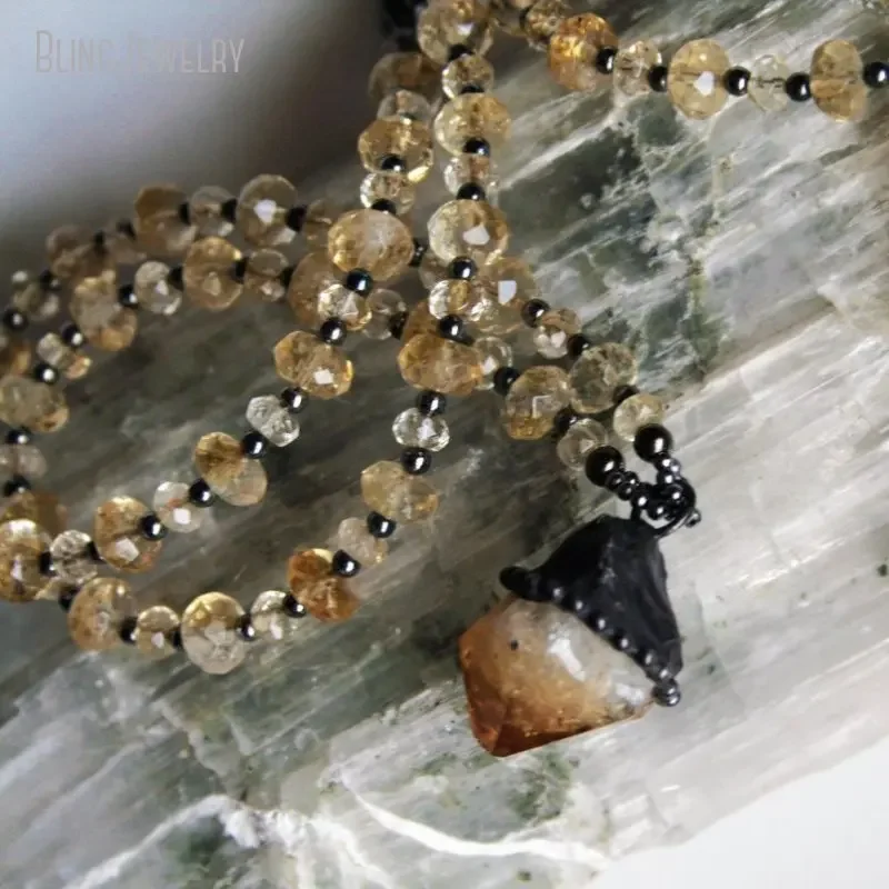 8 adet Ham Sitrin Taşlı Boncuk - Crystal Pendant Necklace Natural Stone incelemesi ve fiyatı