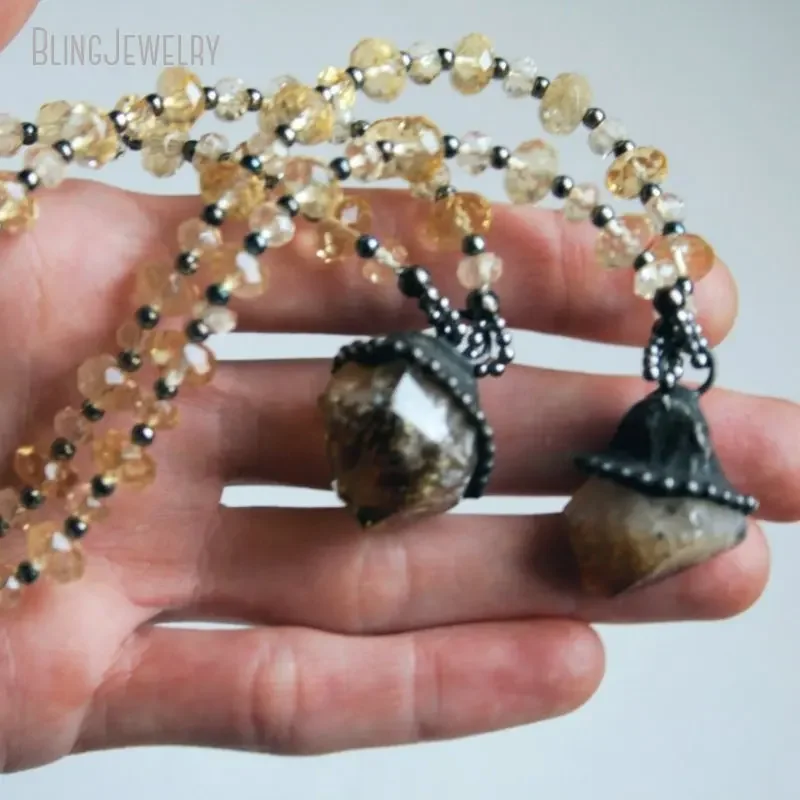 8 adet Ham Sitrin Taşlı Boncuk - Crystal Pendant Necklace Natural Stone incelemesi ve fiyatı
