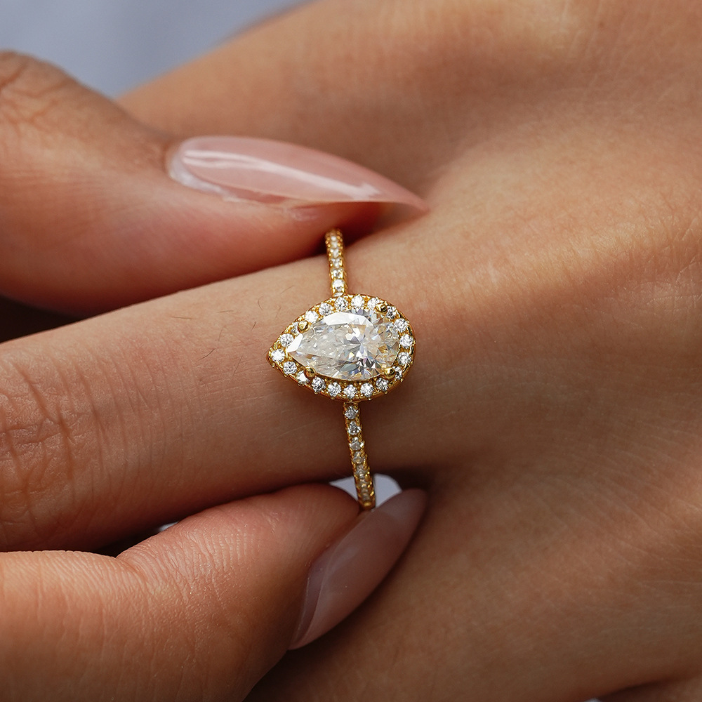 KyanGem Gerçek 18 K Altın Moza - Moissanite Engagement Ring 1 Carat incelemesi ve fiyatı
