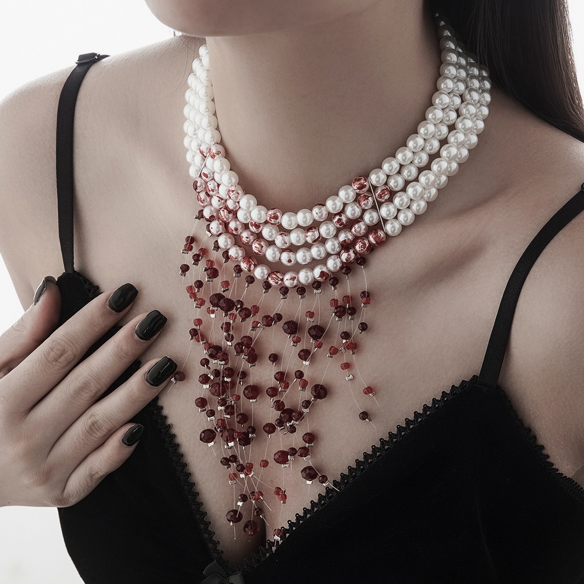 Gotik Kan Damlayan Sahte İnci  - Pearl Choker Necklace Vintage incelemesi ve fiyatı