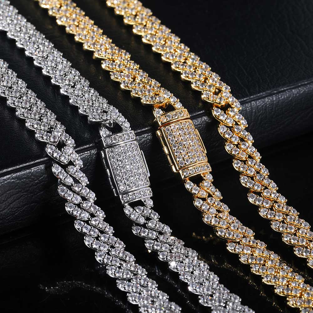 8MM1Row Zirkon Kadın Kolye Buz - Cuban Link Chain 12Mm incelemesi ve fiyatı