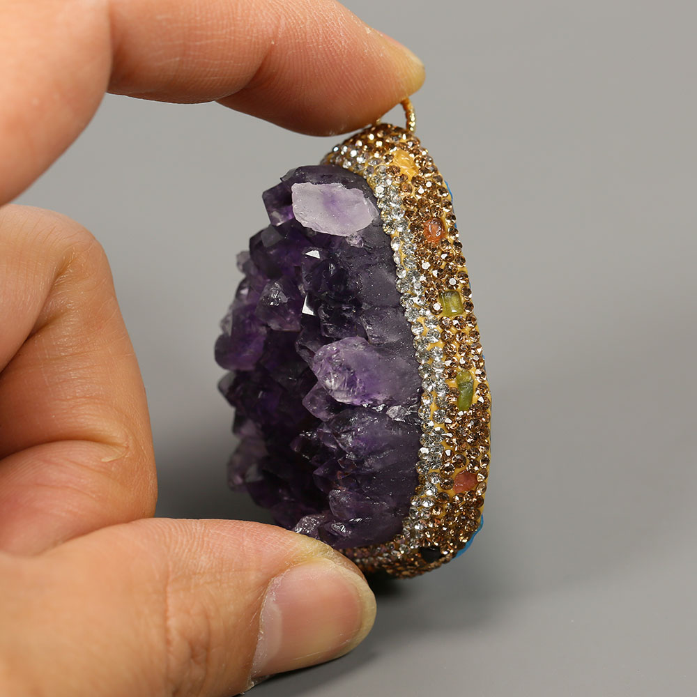 Doğal Mor Ametist Kuvars Küme  - Crystal Pendant Necklace Natural Stone incelemesi ve fiyatı