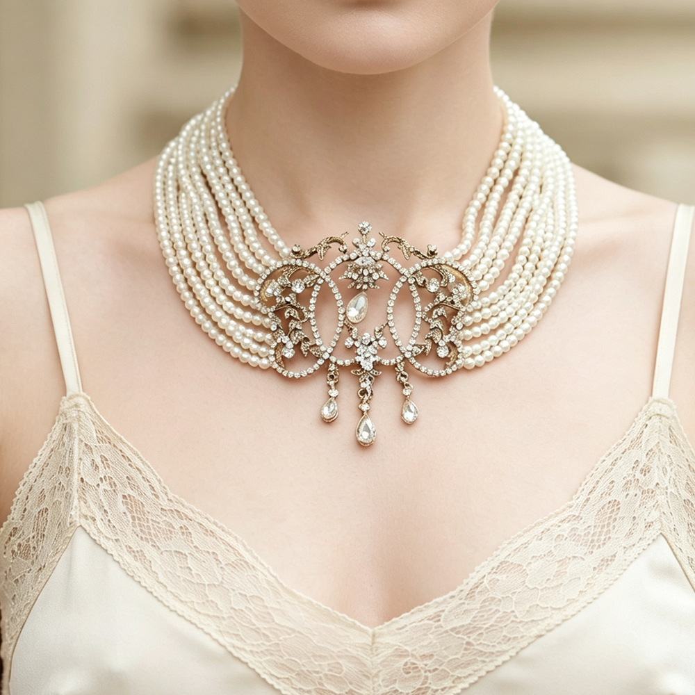 Kadınlar için Vintage Çok Katm - Pearl Choker Necklace Vintage incelemesi ve fiyatı