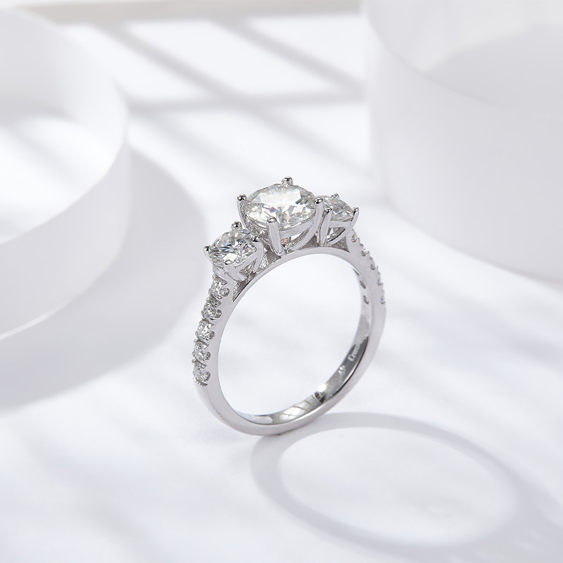 HTOTOH 3 Taş 1 Karat D Renk Tü - Moissanite Engagement Ring 1 Carat incelemesi ve fiyatı
