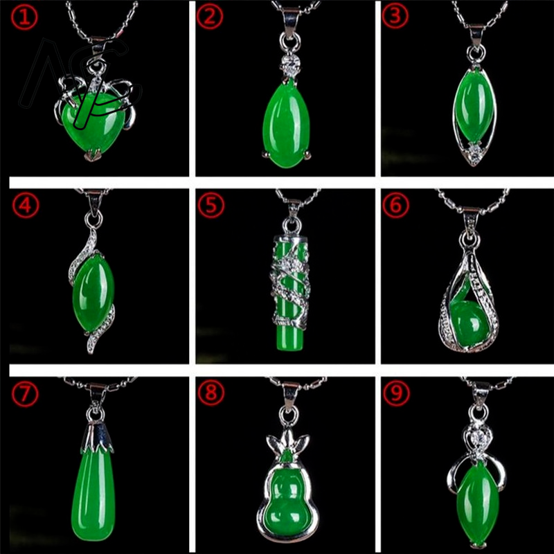 925 Gümüş Çin Yeşil Yeşim Su D - Necklaces incelemesi ve fiyatı