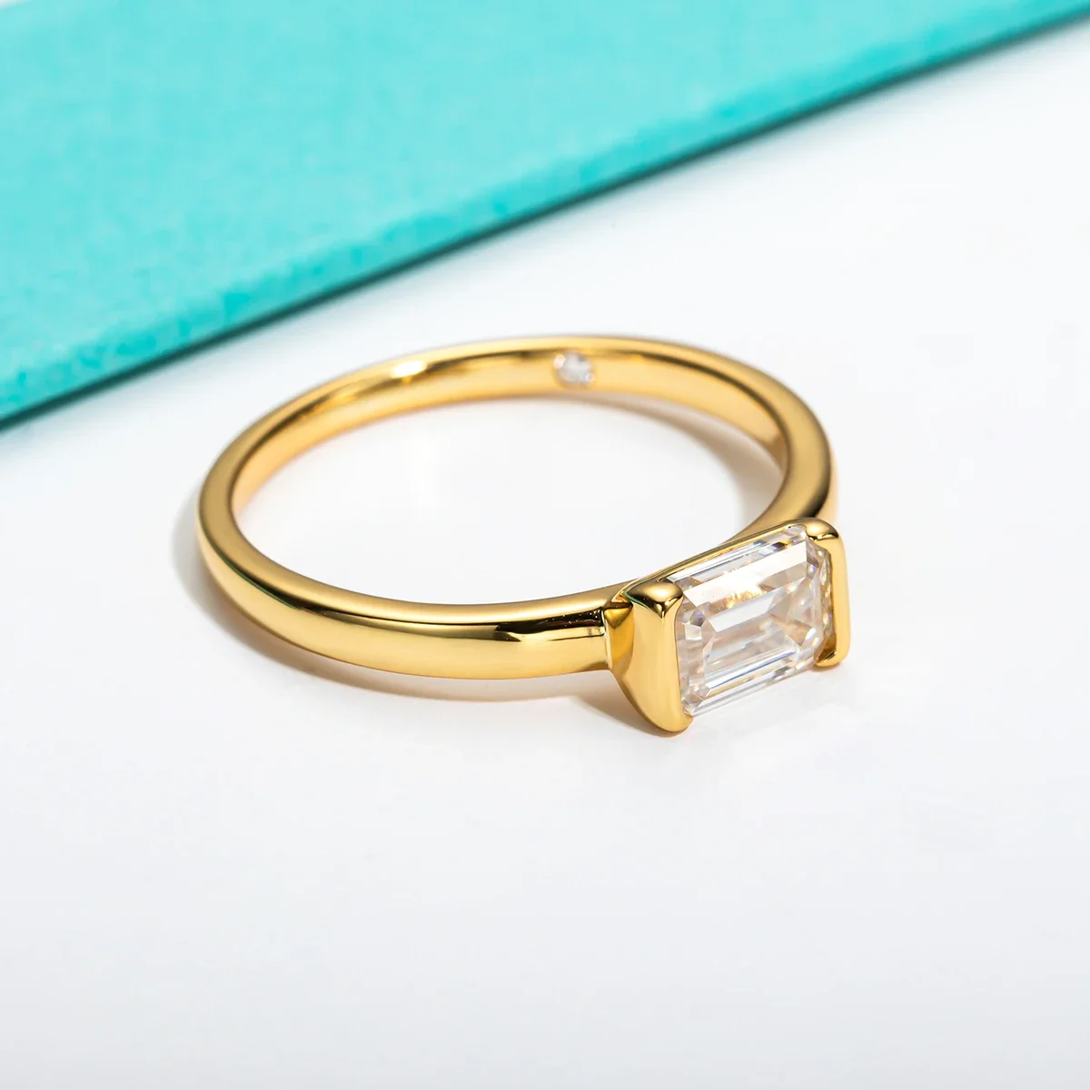 FCGJHW 1 Karat Zümrüt Kesim D  - Moissanite Engagement Ring 1 Carat incelemesi ve fiyatı